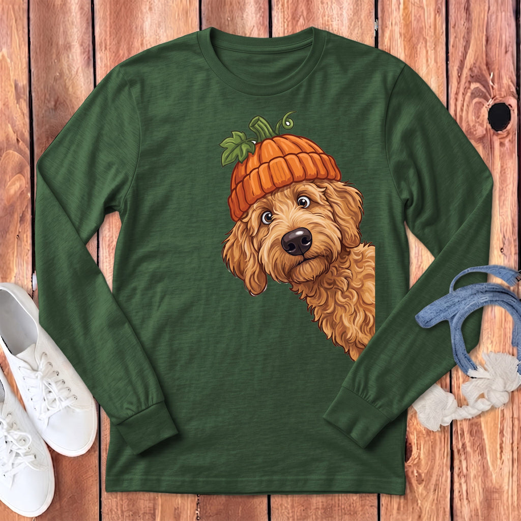 Lil Pumpkin Apricot Goldendoodle Long Sleeve T-Shirt in Heather Forest / S by Puppy Jo