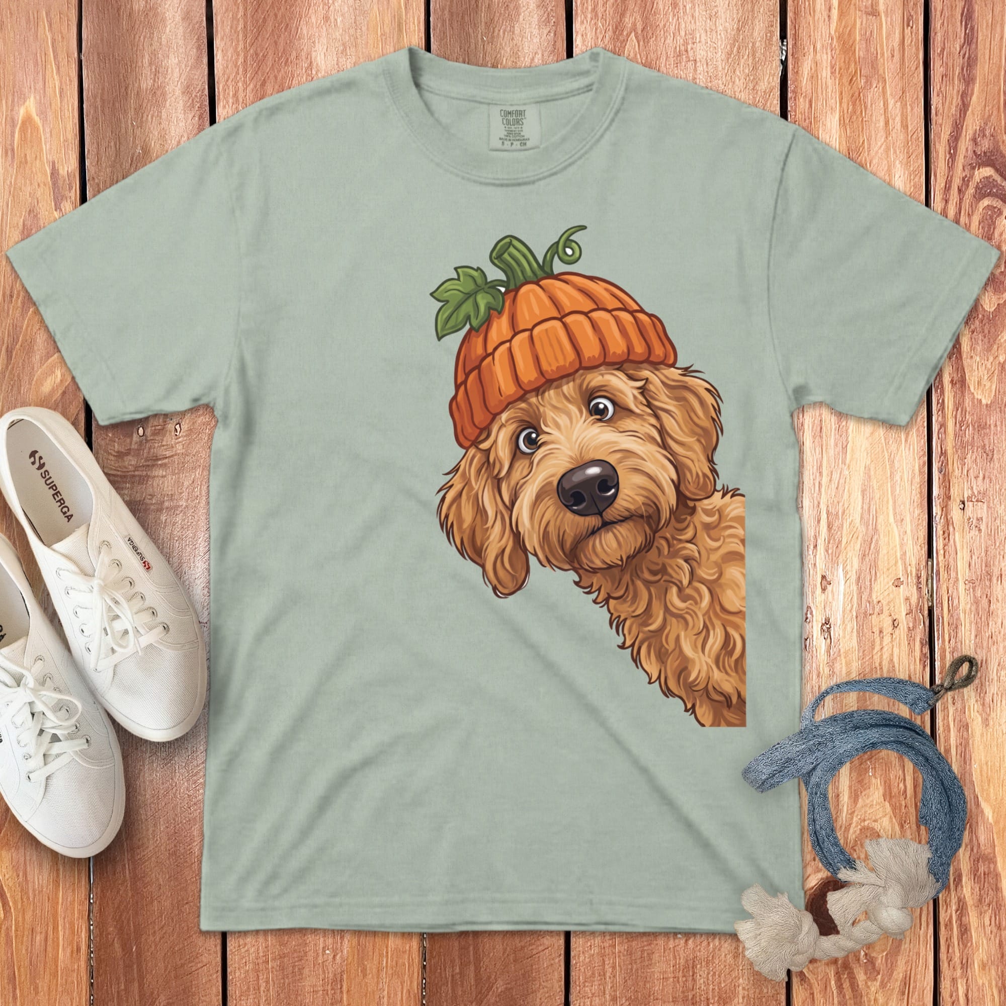 Lil Pumpkin Apricot Goldendoodle Signature T-Shirt in Bay / S / T-Shirts by Puppy Jo