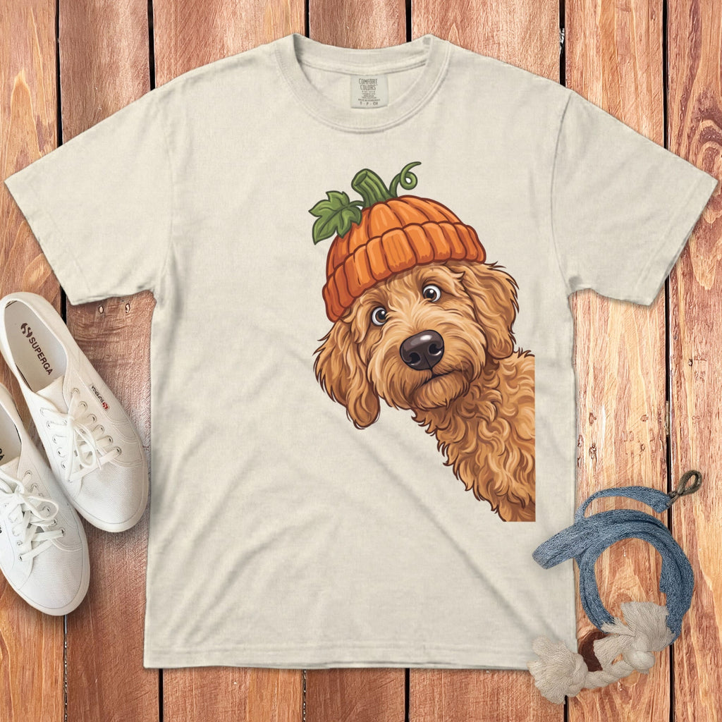 Lil Pumpkin Apricot Goldendoodle Signature T-Shirt in Ivory / S / T-Shirts by Puppy Jo