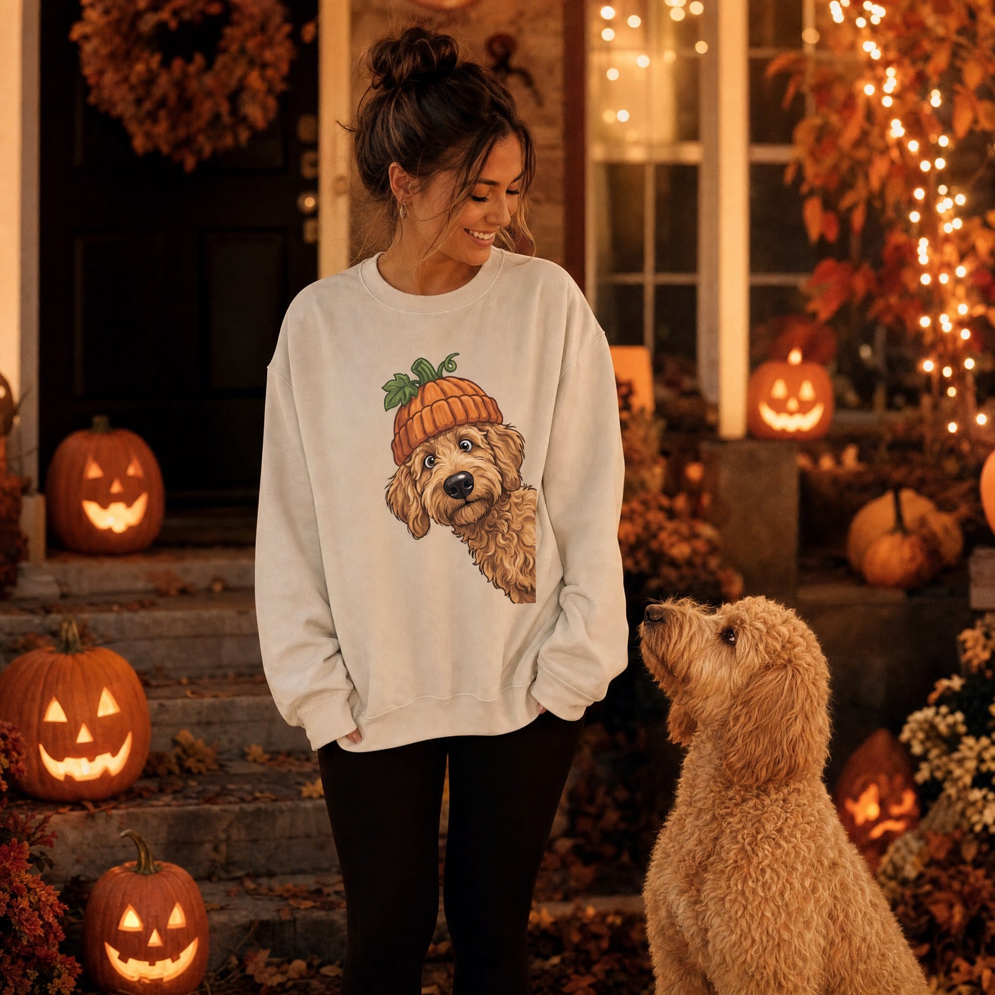 Lil Pumpkin Apricot Goldendoodle Sweatshirt in by Puppy Jo