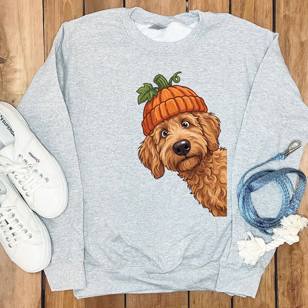 Lil Pumpkin Apricot Goldendoodle Sweatshirt in Sport Grey / S by Puppy Jo