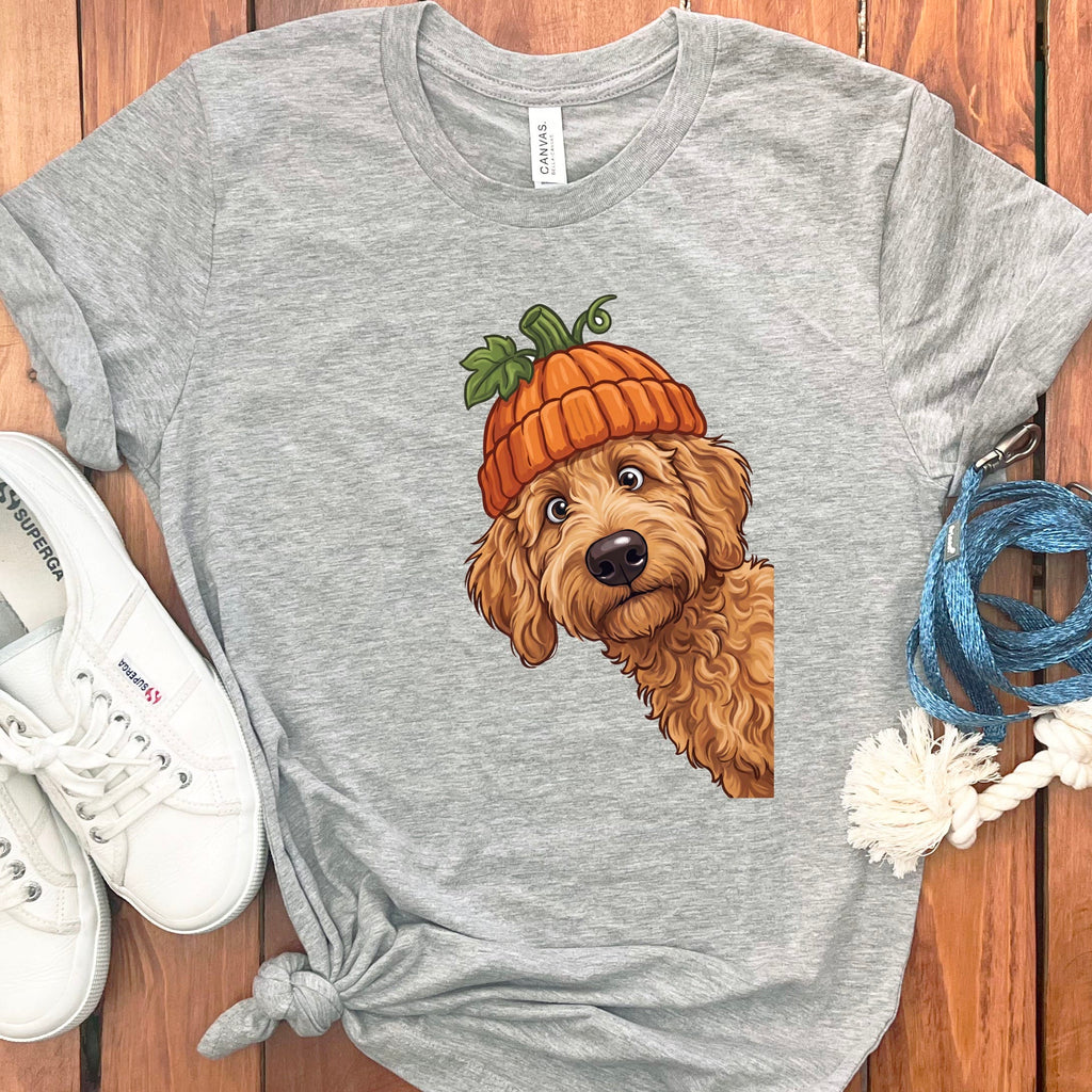 Lil Pumpkin Apricot Goldendoodle T-Shirt in Athletic Heather / S by Puppy Jo