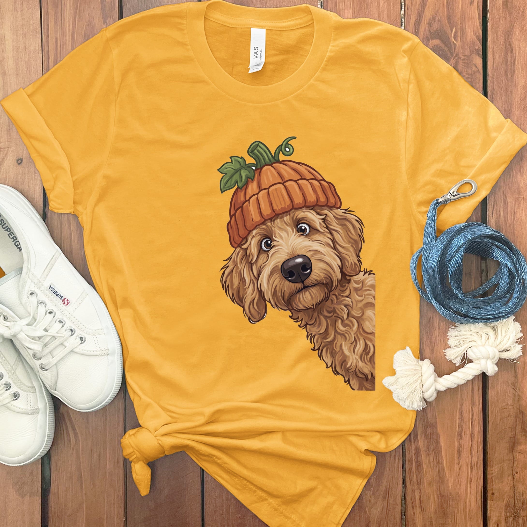 Lil Pumpkin Apricot Goldendoodle T-Shirt in Gold / S by Puppy Jo
