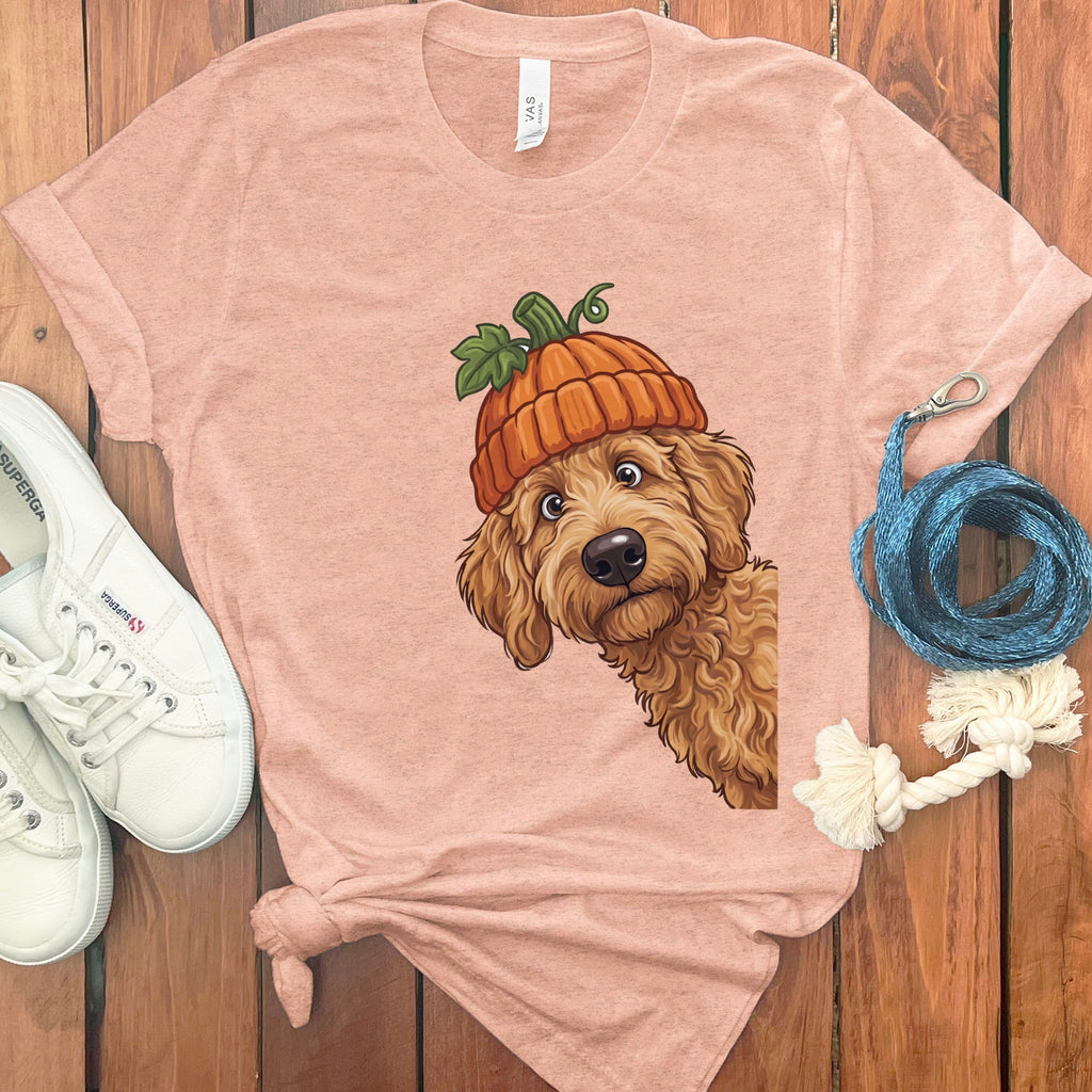 Lil Pumpkin Apricot Goldendoodle T-Shirt in Heather Peach / S by Puppy Jo