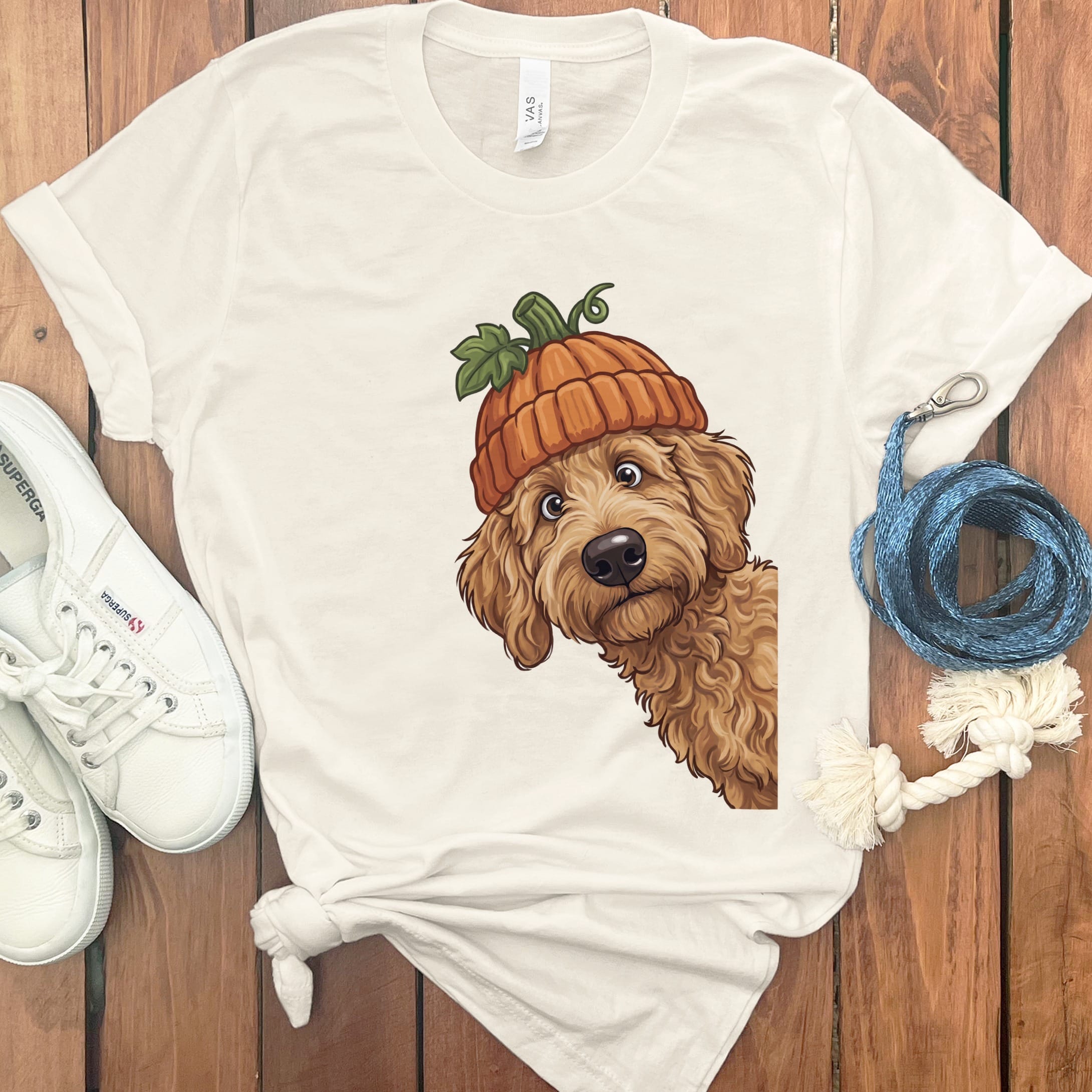 Lil Pumpkin Apricot Goldendoodle T-Shirt in Natural / S by Puppy Jo