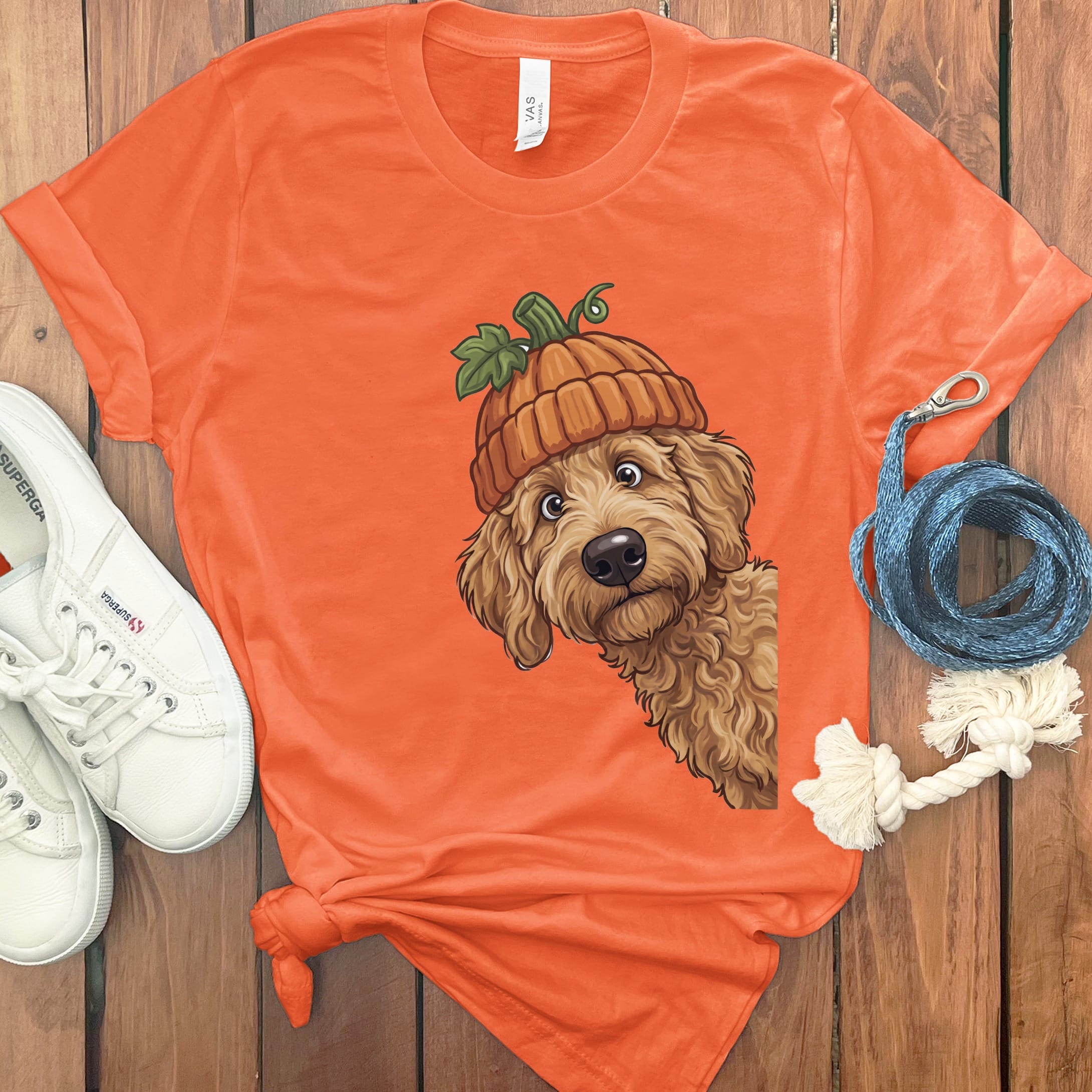 Lil Pumpkin Apricot Goldendoodle T-Shirt in Orange / S by Puppy Jo