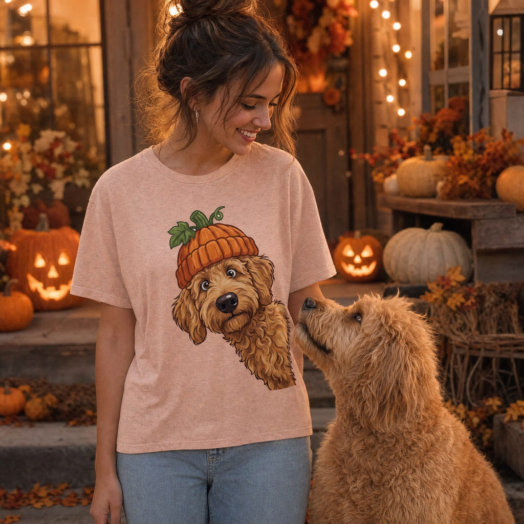 Lil Pumpkin Apricot Goldendoodle T-Shirt in by Puppy Jo