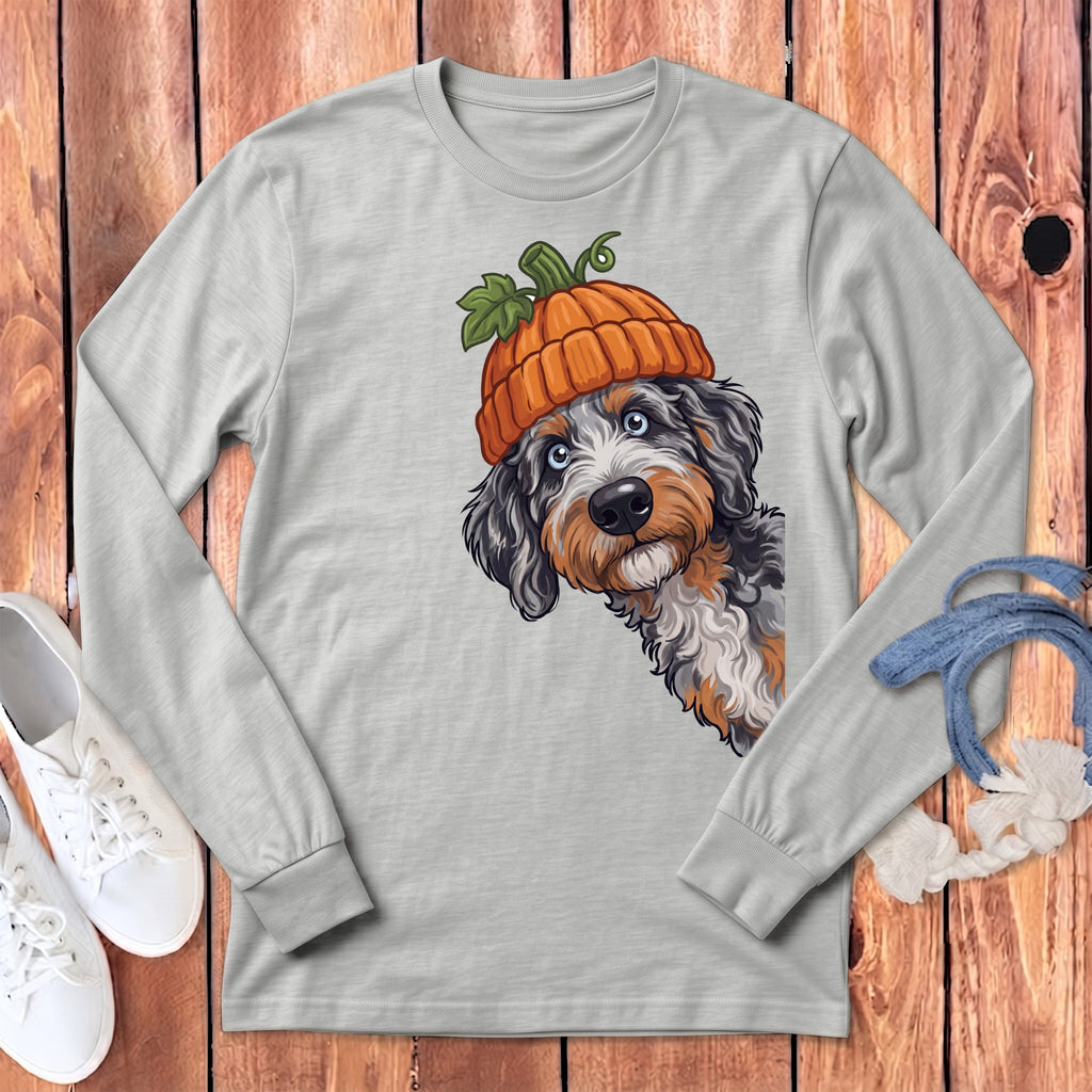 Lil Pumpkin Aussiedoodle Long Sleeve T-Shirt in Athletic Heather / M by Puppy Jo