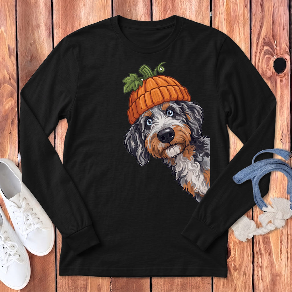 Lil Pumpkin Aussiedoodle Long Sleeve T-Shirt in Dark Grey Heather / S by Puppy Jo