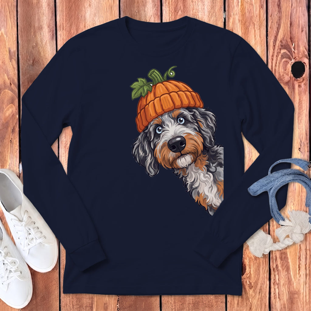 Lil Pumpkin Aussiedoodle Long Sleeve T-Shirt in Navy / S by Puppy Jo
