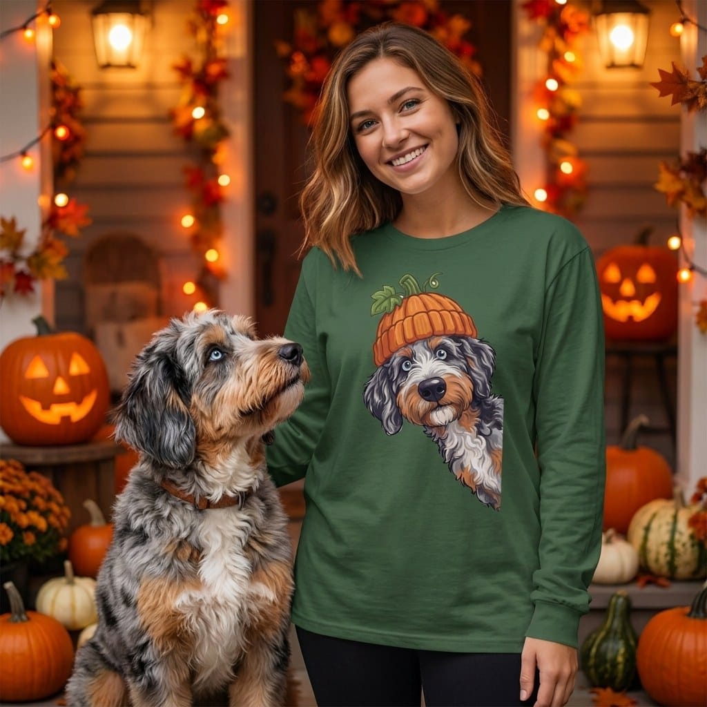 Lil Pumpkin Aussiedoodle Long Sleeve T-Shirt in by Puppy Jo