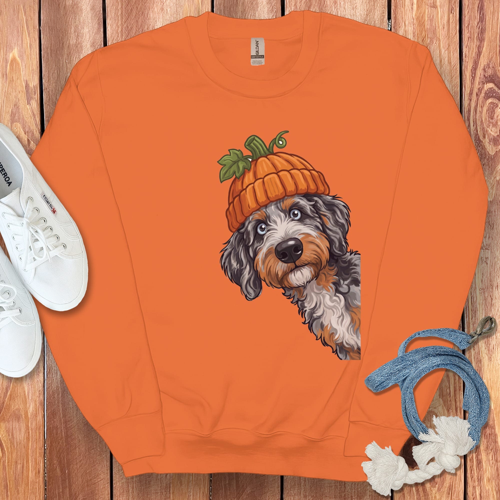 Lil Pumpkin Aussiedoodle Sweatshirt in Orange / M by Puppy Jo