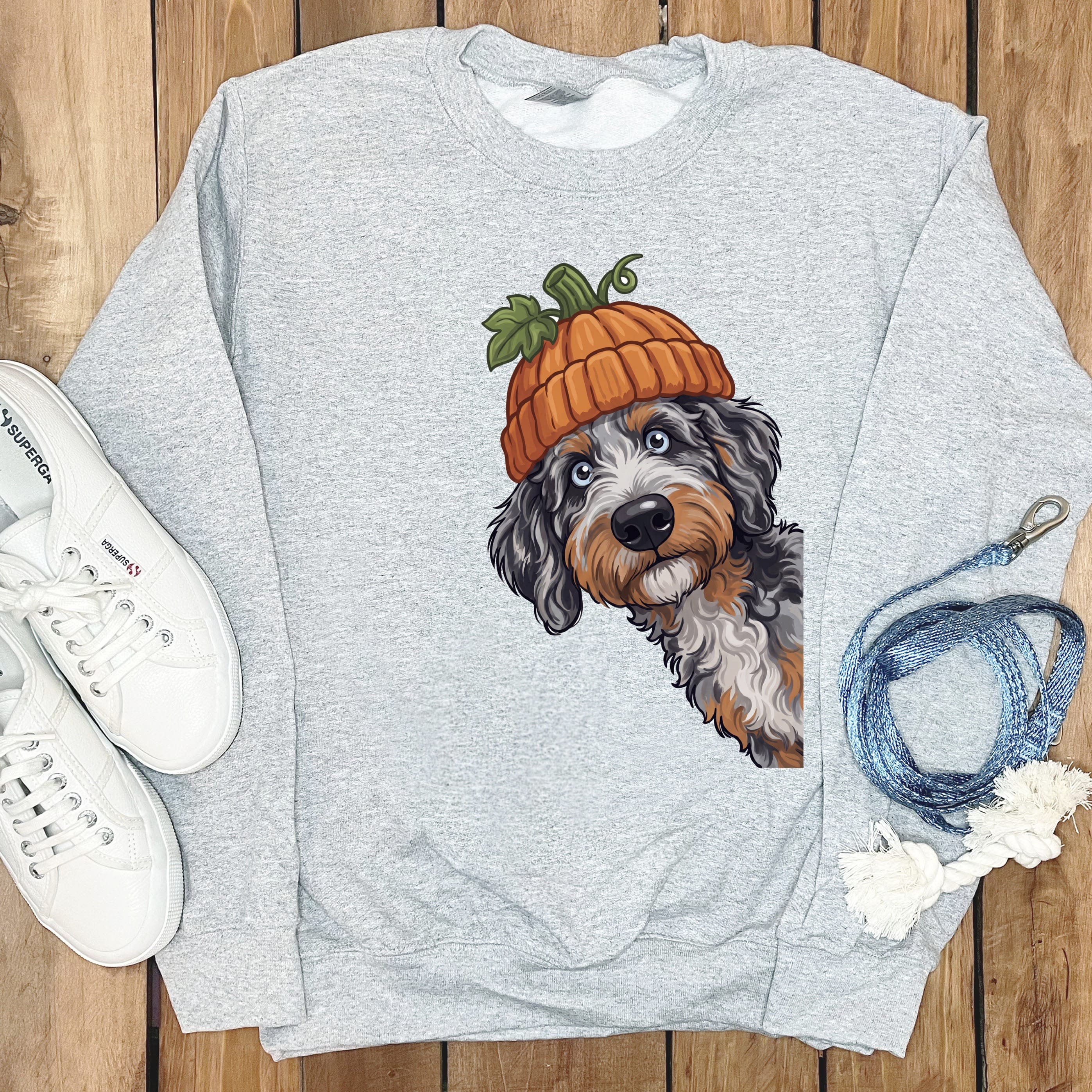 Lil Pumpkin Aussiedoodle Sweatshirt in Sport Grey / S by Puppy Jo