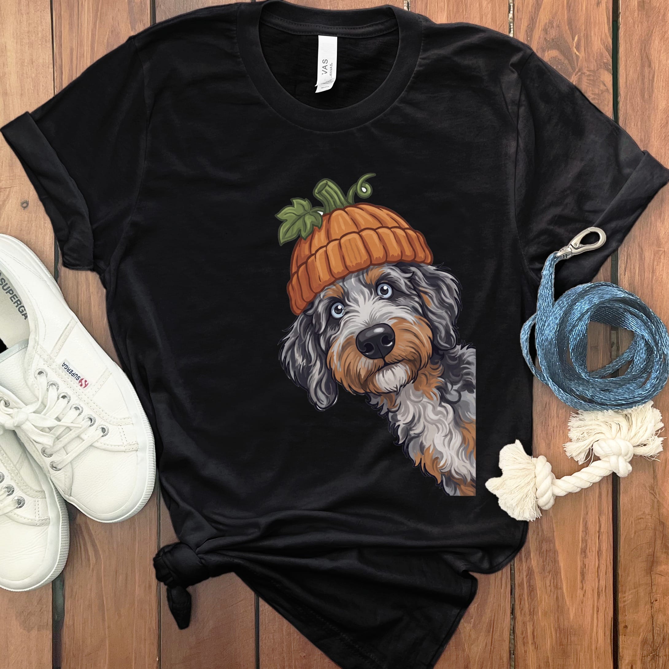 Lil Pumpkin Aussiedoodle T-Shirt in Black / S by Puppy Jo