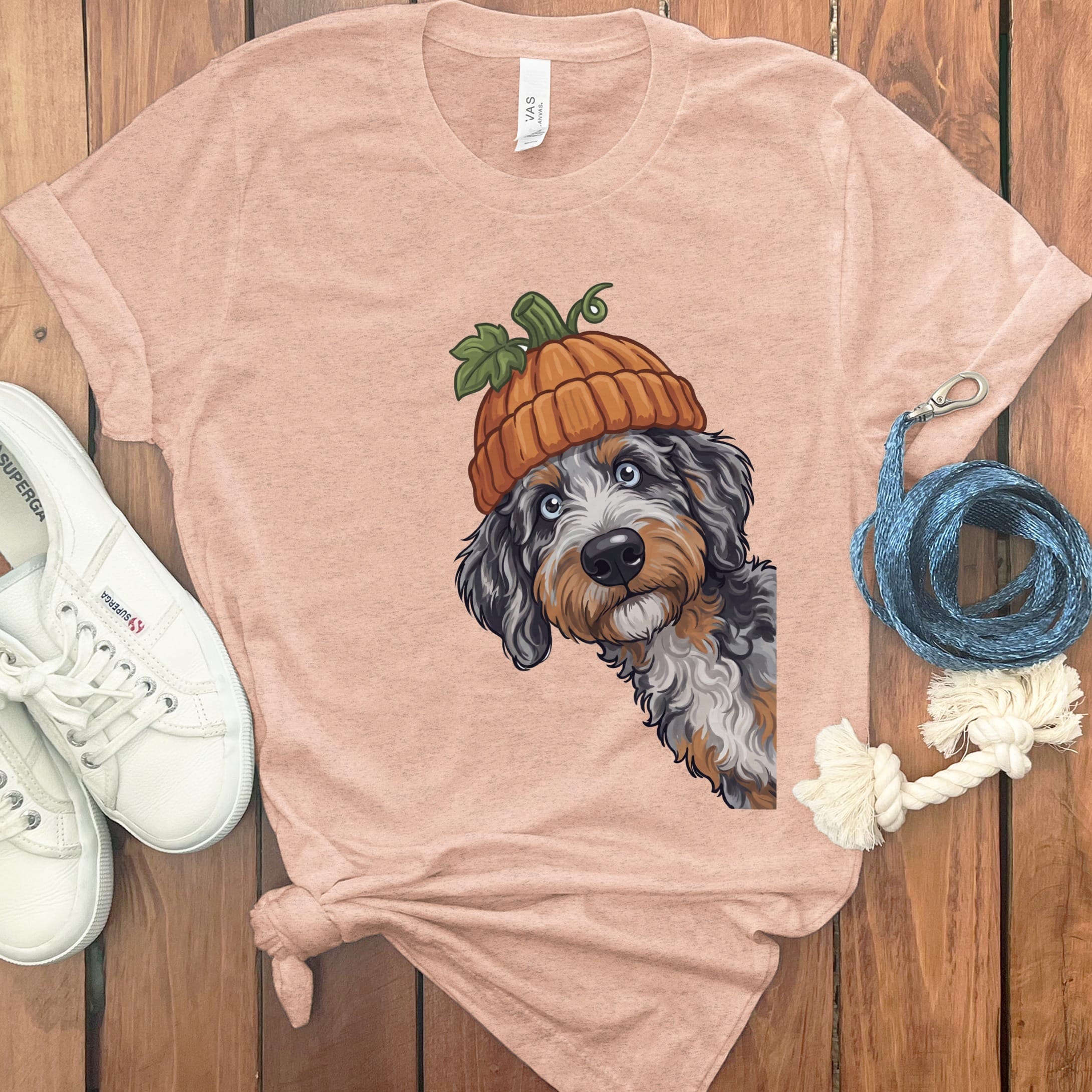 Lil Pumpkin Aussiedoodle T-Shirt in Heather Peach / S by Puppy Jo