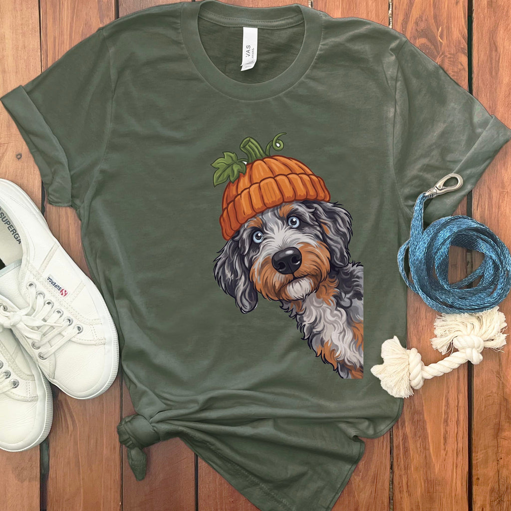 Lil Pumpkin Aussiedoodle T-Shirt in Military Green / S by Puppy Jo