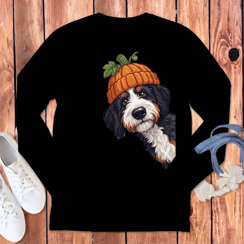 Lil Pumpkin Bernedoodle Long Sleeve T-Shirt in Black / S by Puppy Jo