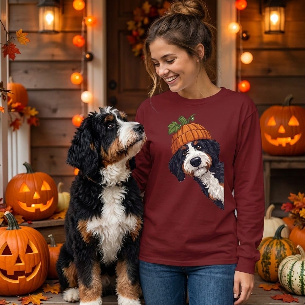 Lil Pumpkin Bernedoodle Long Sleeve T-Shirt in by Puppy Jo
