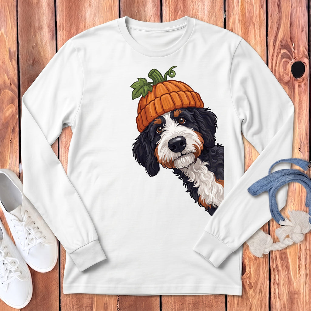 Lil Pumpkin Bernedoodle Long Sleeve T-Shirt in White / S by Puppy Jo