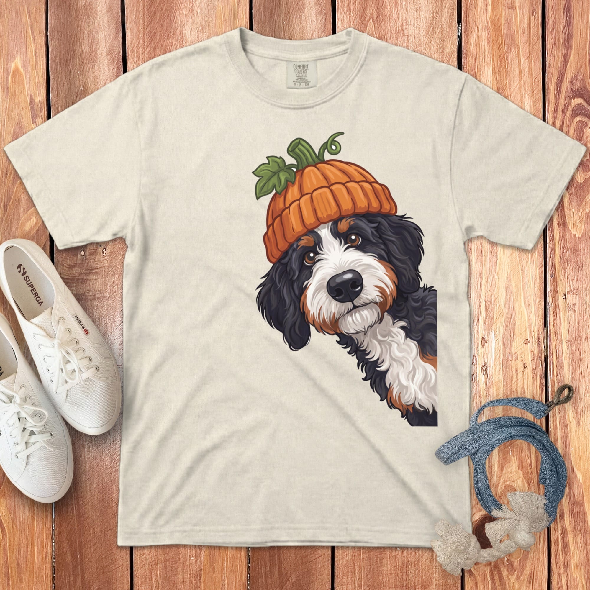 Lil Pumpkin Bernedoodle Signature T-Shirt in Ivory / S / T-Shirts by Puppy Jo