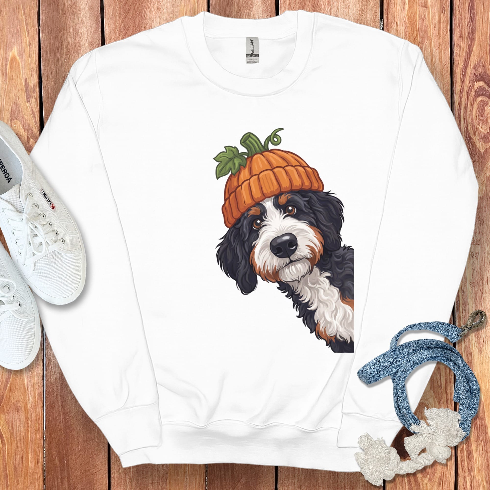 Lil Pumpkin Bernedoodle Sweatshirt in White / S by Puppy Jo