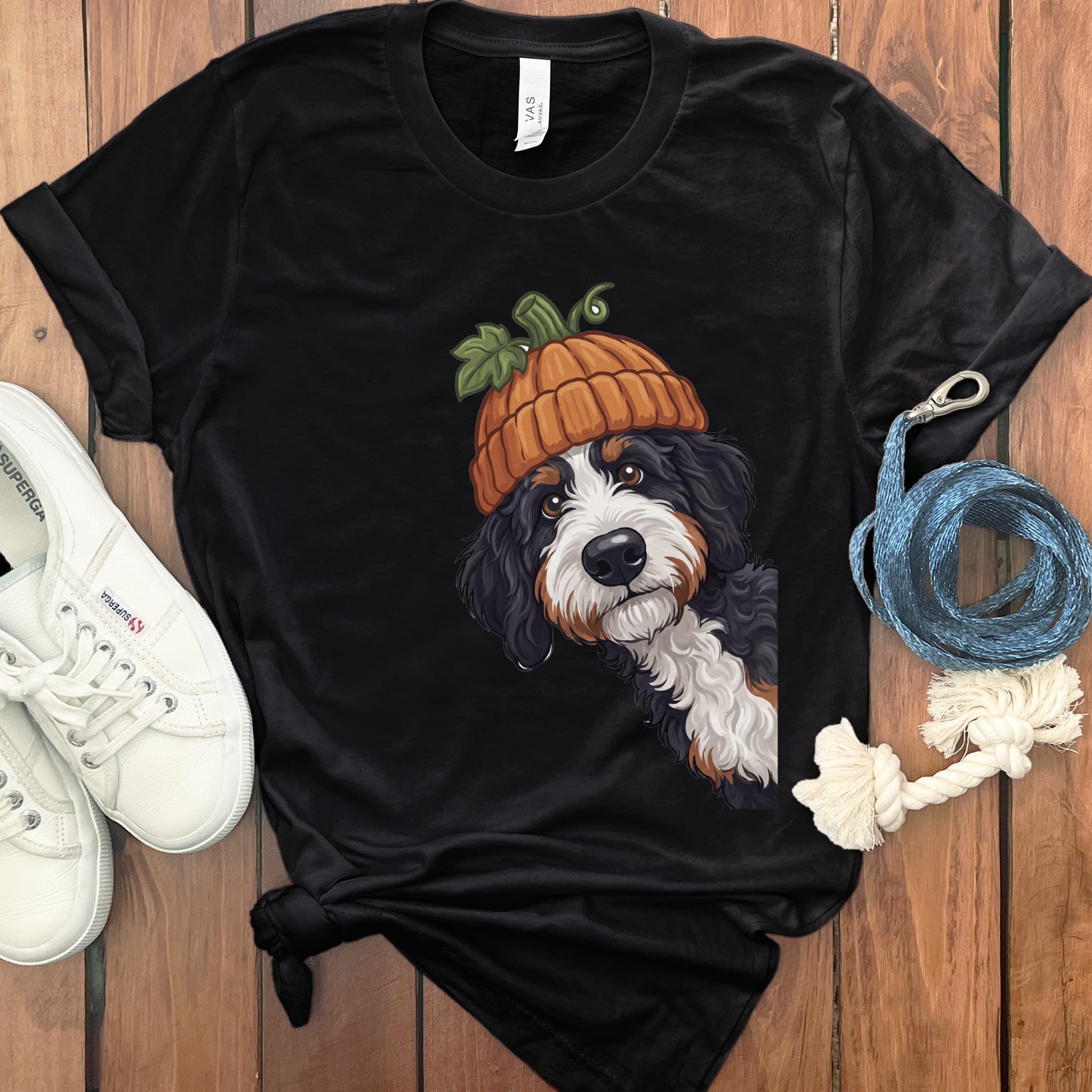 Lil Pumpkin Bernedoodle T-Shirt in Black / S by Puppy Jo
