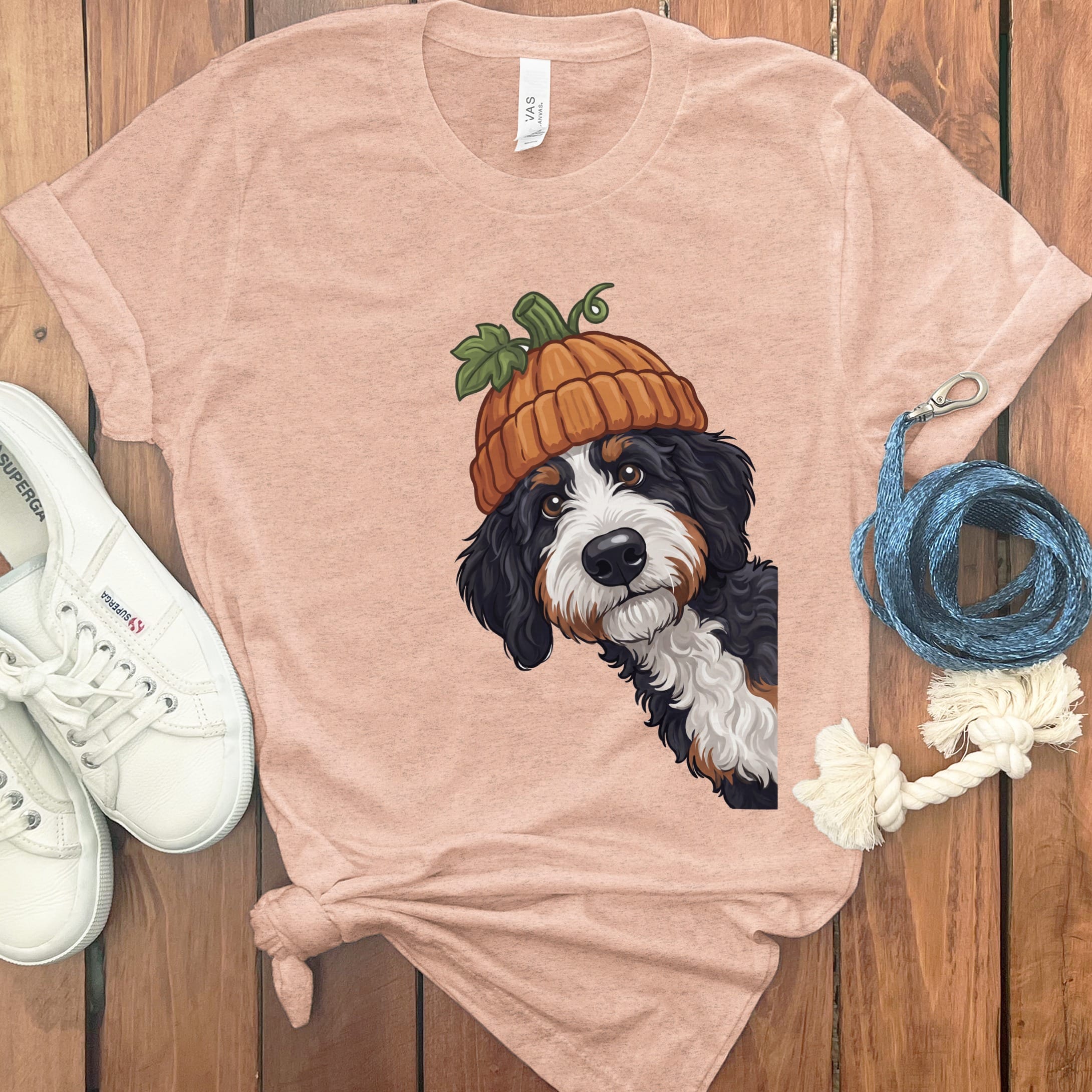Lil Pumpkin Bernedoodle T-Shirt in Heather Peach / S by Puppy Jo