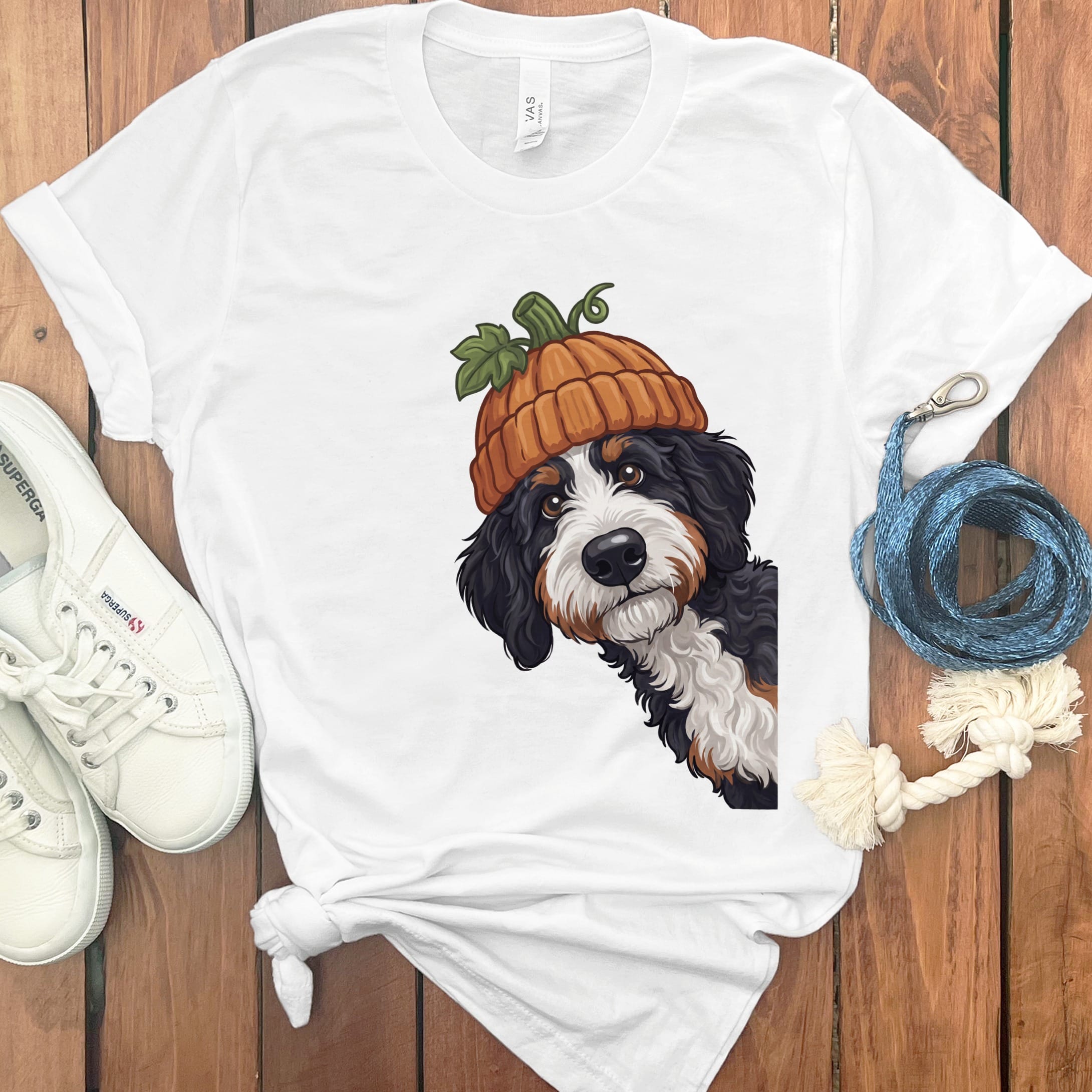 Lil Pumpkin Bernedoodle T-Shirt in White / S by Puppy Jo