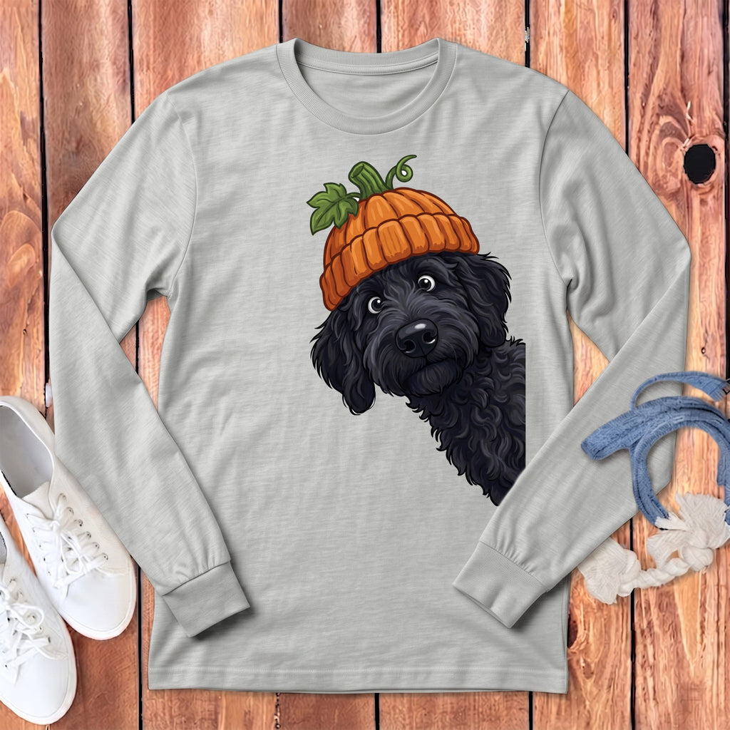 Lil Pumpkin Black Goldendoodle Long Sleeve T-Shirt in Athletic Heather / M by Puppy Jo