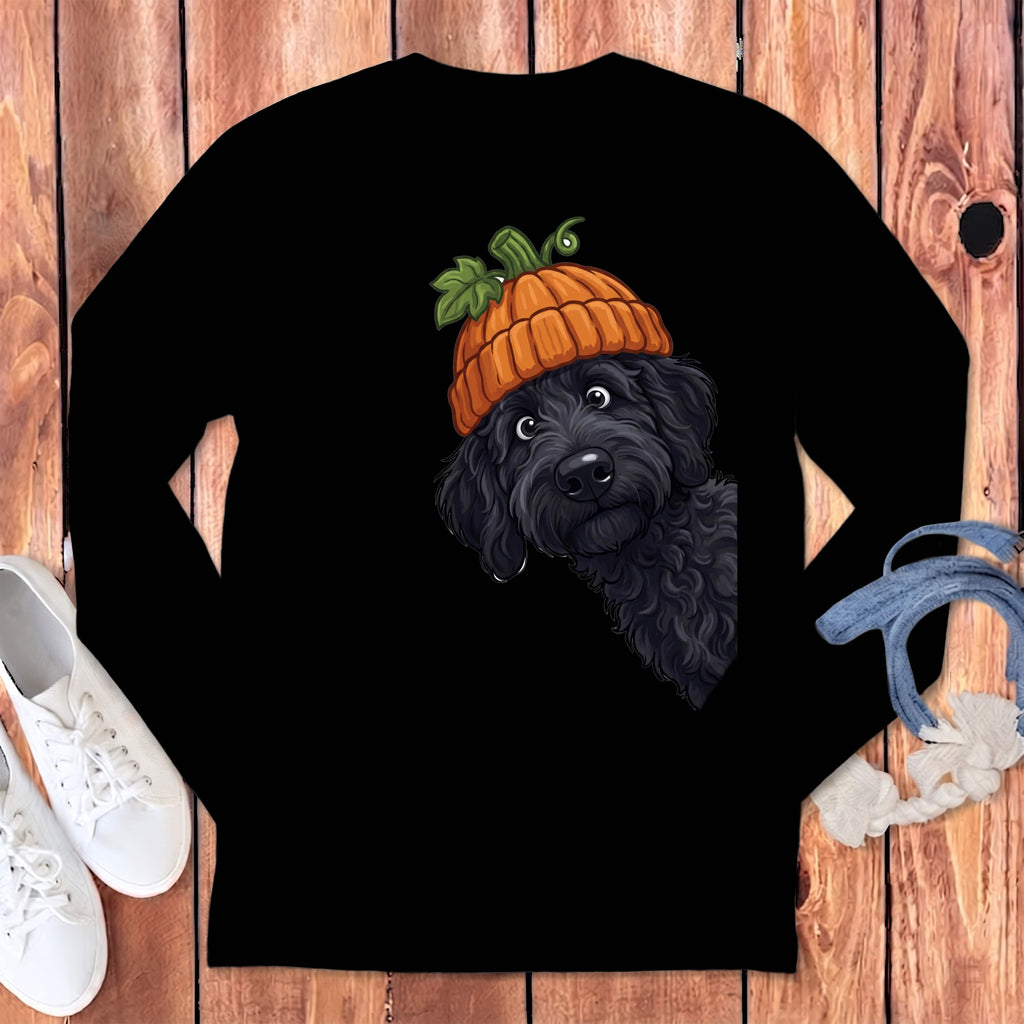 Lil Pumpkin Black Goldendoodle Long Sleeve T-Shirt in Black / S by Puppy Jo