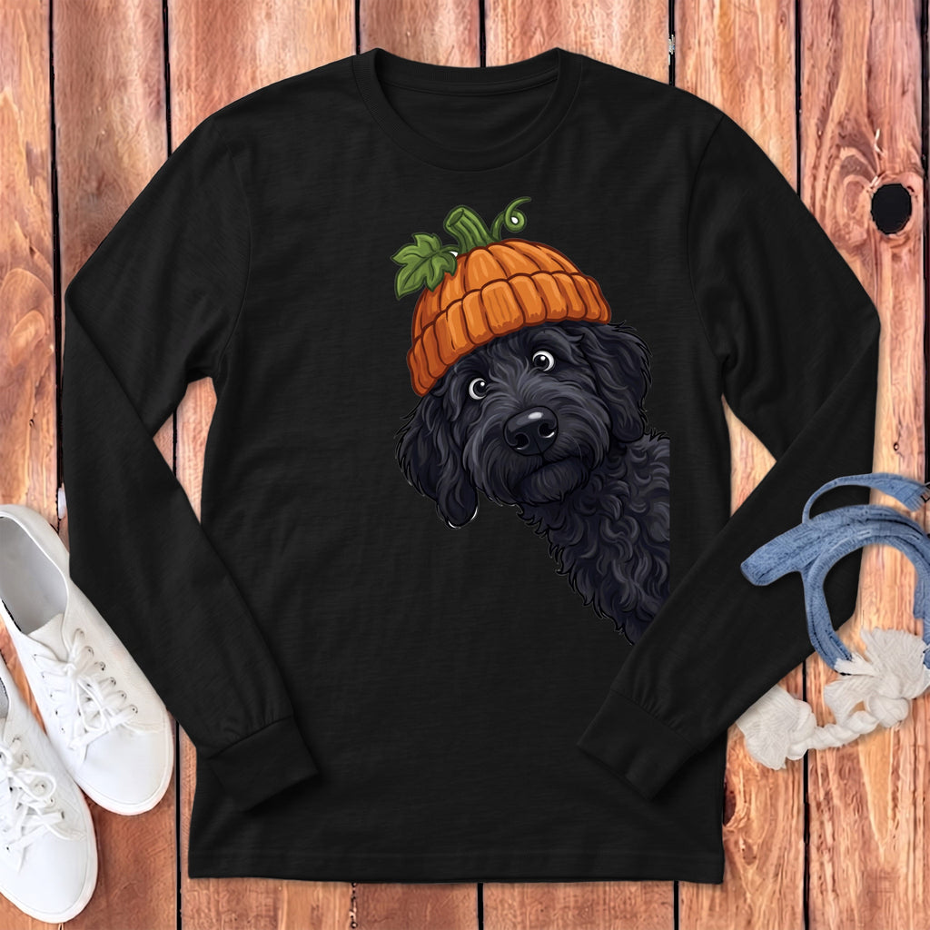 Lil Pumpkin Black Goldendoodle Long Sleeve T-Shirt in Dark Grey Heather / S by Puppy Jo