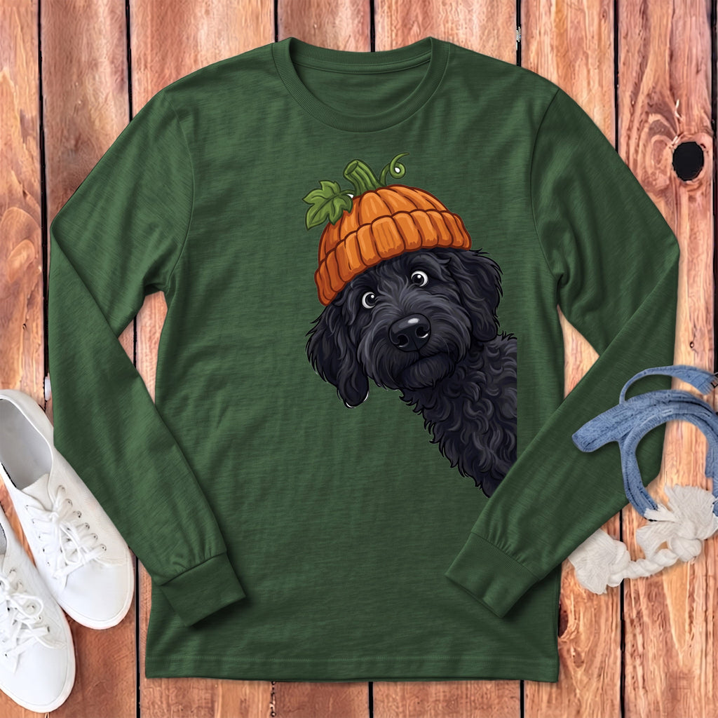 Lil Pumpkin Black Goldendoodle Long Sleeve T-Shirt in Heather Forest / S by Puppy Jo