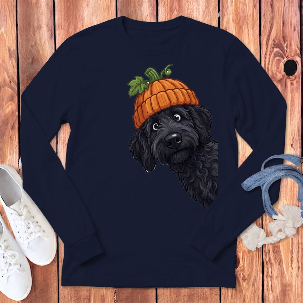Lil Pumpkin Black Goldendoodle Long Sleeve T-Shirt in Navy / S by Puppy Jo