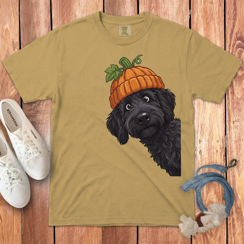 Lil Pumpkin Black Goldendoodle Signature T-Shirt in Mustard / S / T-Shirts by Puppy Jo