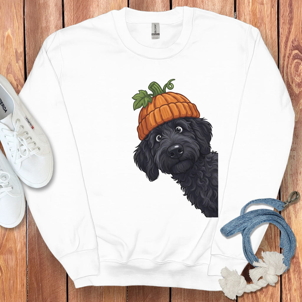 Lil Pumpkin Black Goldendoodle Sweatshirt in White / S by Puppy Jo
