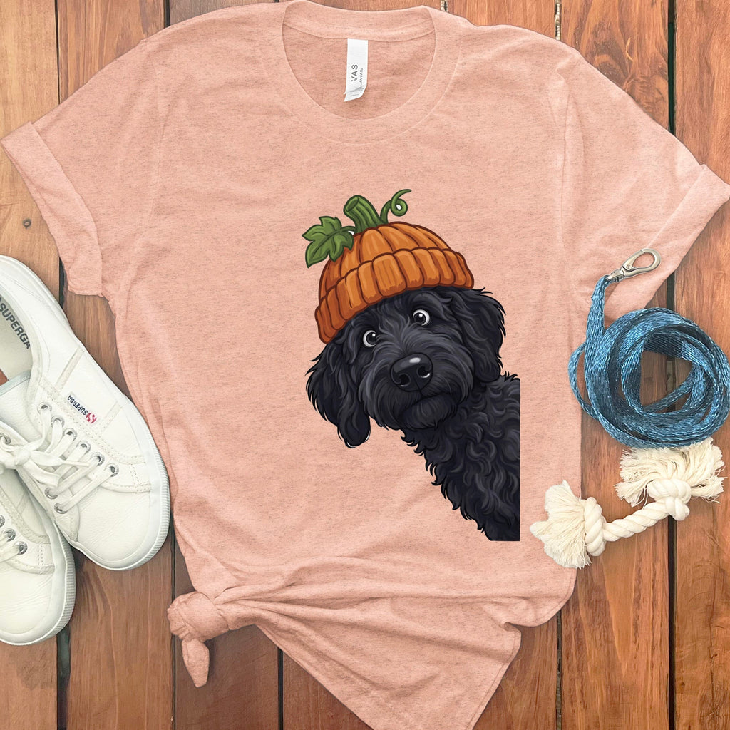 Lil Pumpkin Black Goldendoodle T-Shirt in Heather Peach / S by Puppy Jo