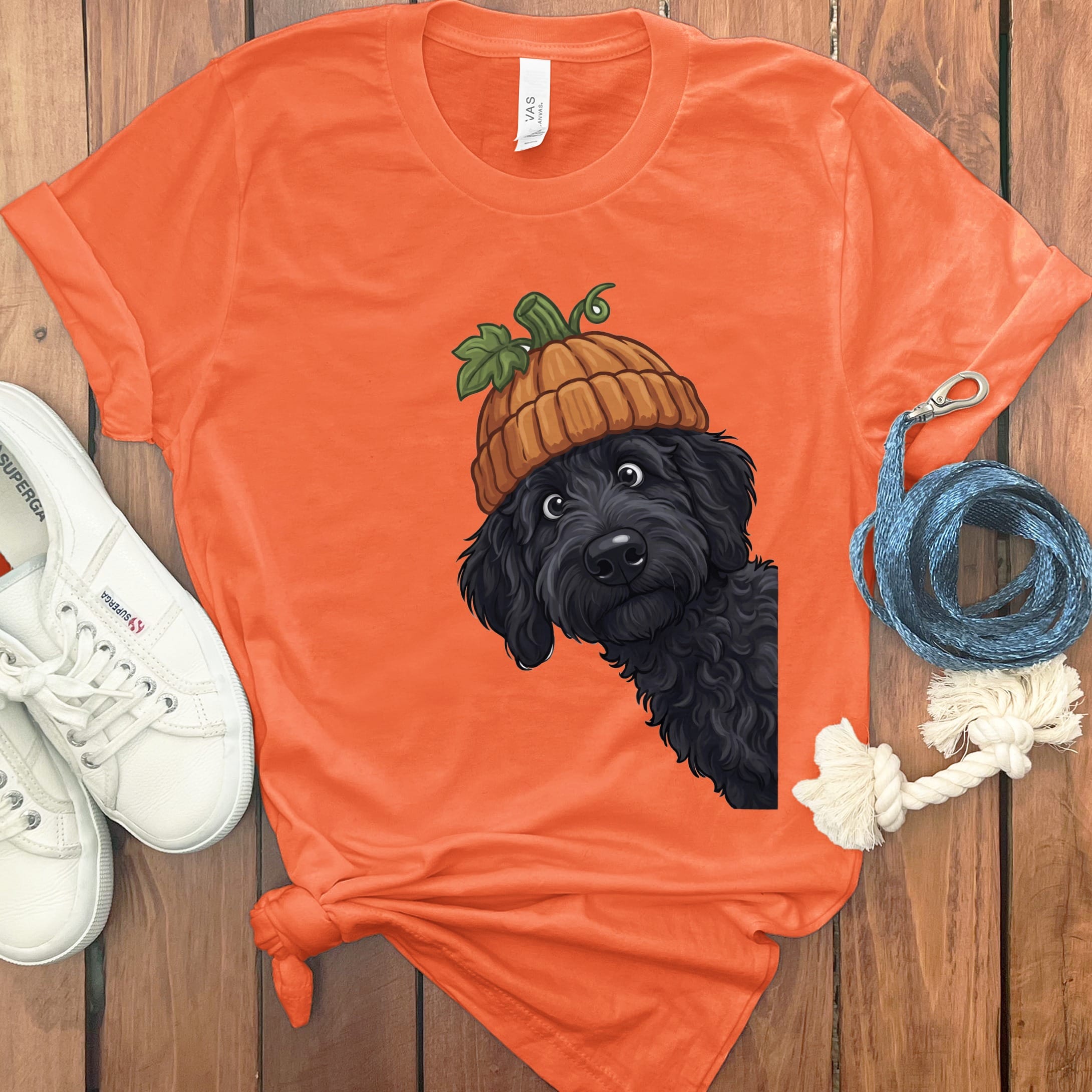 Lil Pumpkin Black Goldendoodle T-Shirt in Orange / S by Puppy Jo
