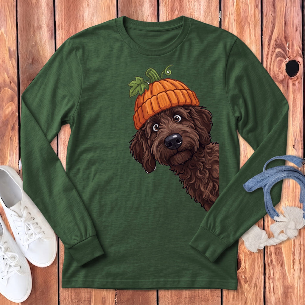 Lil Pumpkin Chocolate Goldnedoodle Long Sleeve T-Shirt in Heather Forest / S by Puppy Jo