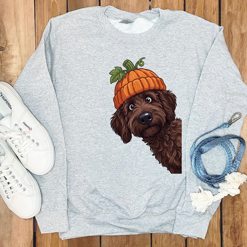 Lil Pumpkin Chocolate Goldnedoodle Sweatshirt in Sport Grey / S by Puppy Jo