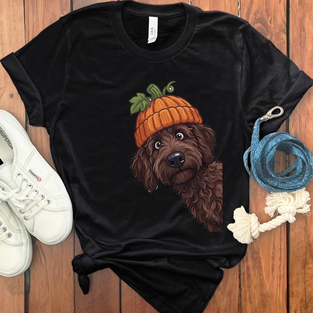 Lil Pumpkin Chocolate Goldnedoodle T-Shirt in Black / S by Puppy Jo