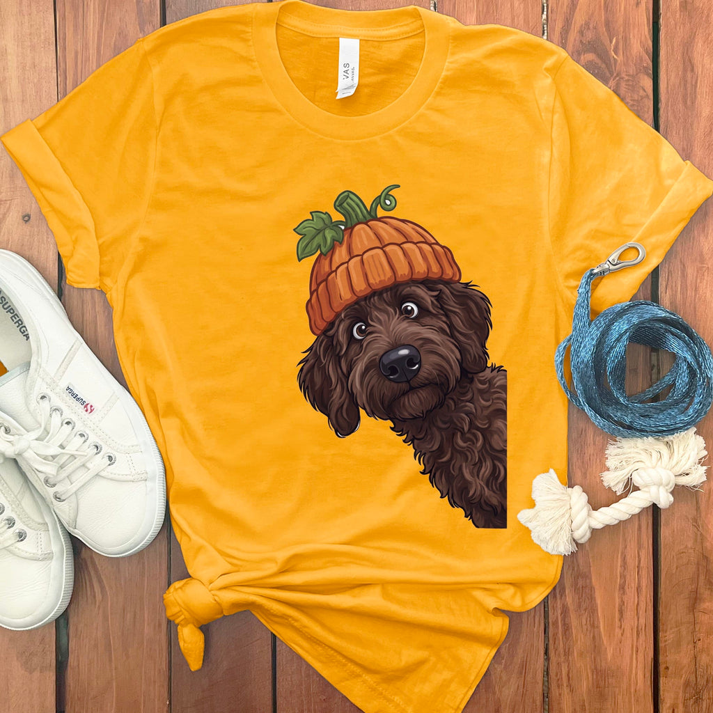 Lil Pumpkin Chocolate Goldnedoodle T-Shirt in Gold / S by Puppy Jo