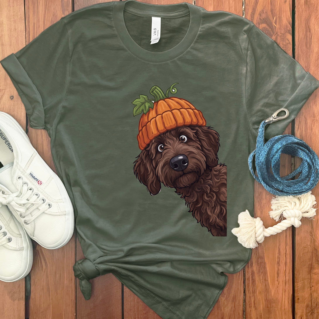 Lil Pumpkin Chocolate Goldnedoodle T-Shirt in Military Green / S by Puppy Jo
