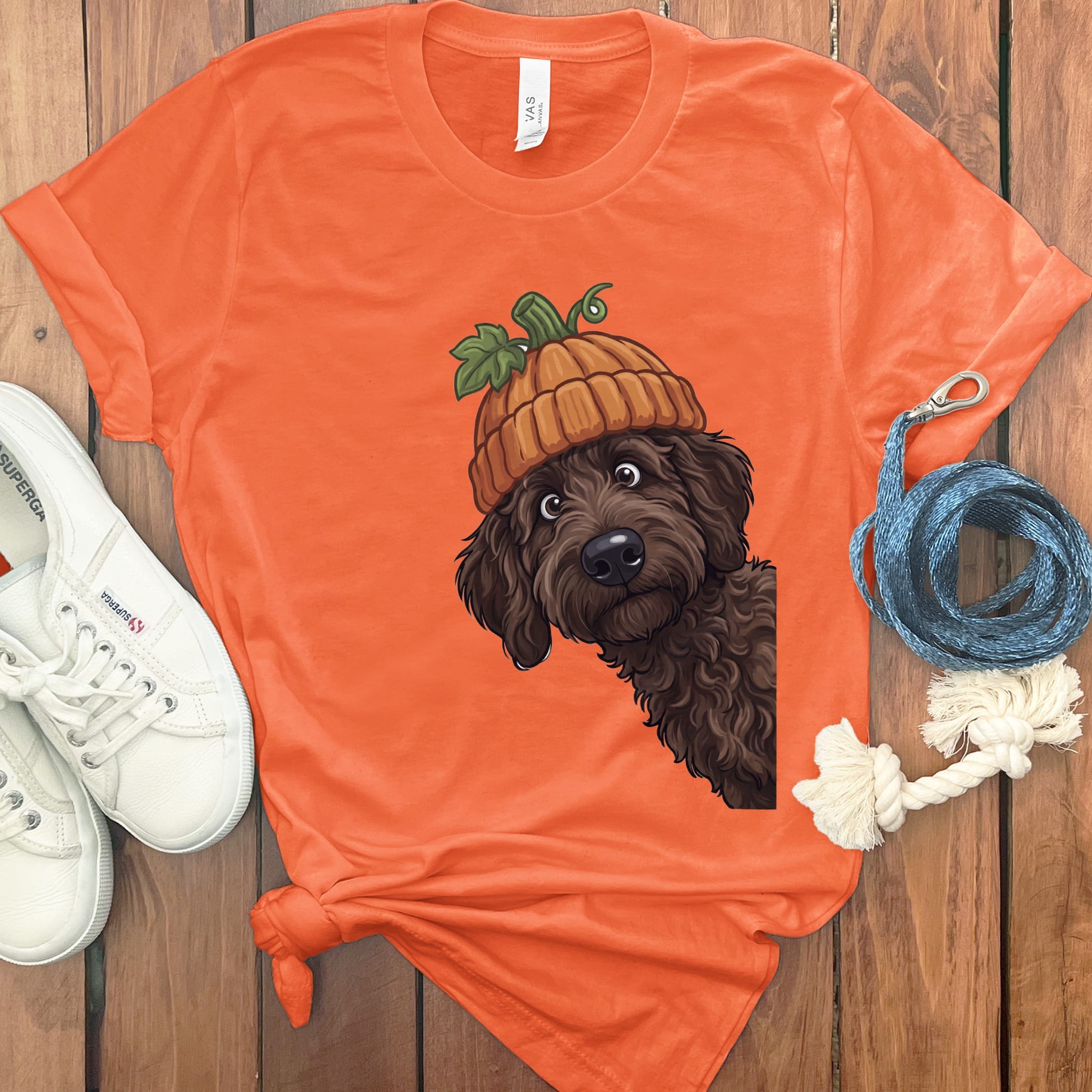 Lil Pumpkin Chocolate Goldnedoodle T-Shirt in Orange / S by Puppy Jo