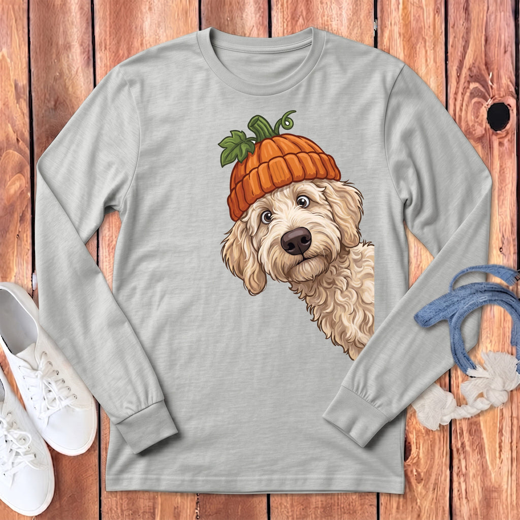 Lil Pumpkin Cream Goldendoodle Long Sleeve T-Shirt in Athletic Heather / M by Puppy Jo