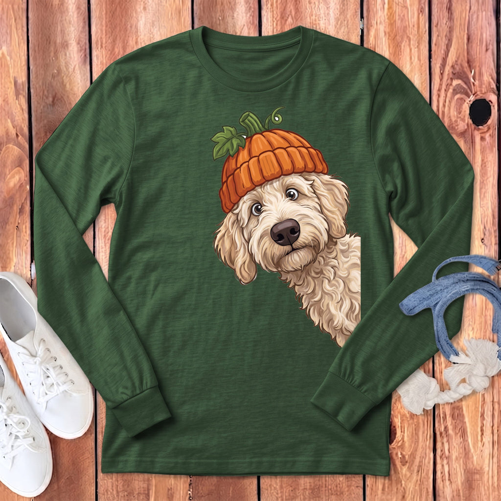Lil Pumpkin Cream Goldendoodle Long Sleeve T-Shirt in Heather Forest / S by Puppy Jo