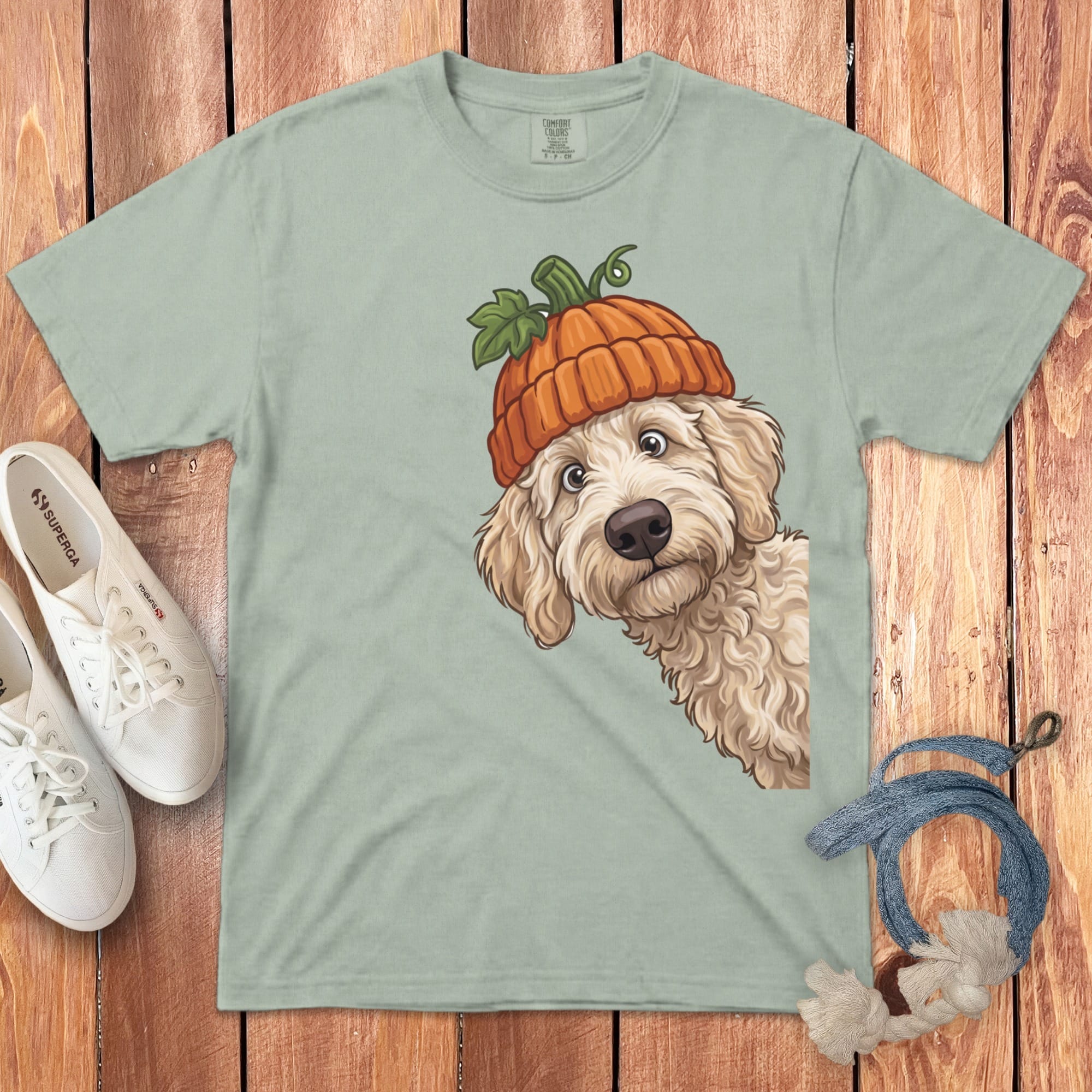 Lil Pumpkin Cream Goldendoodle Signature T-Shirt in Bay / S / T-Shirts by Puppy Jo