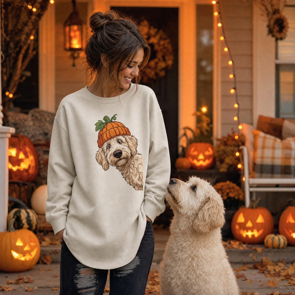 Lil Pumpkin Cream Goldendoodle Sweatshirt in by Puppy Jo