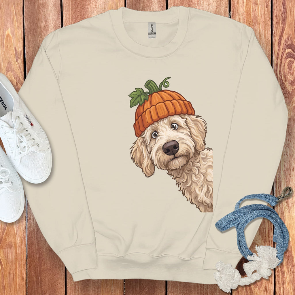 Lil Pumpkin Cream Goldendoodle Sweatshirt in Sand / S by Puppy Jo