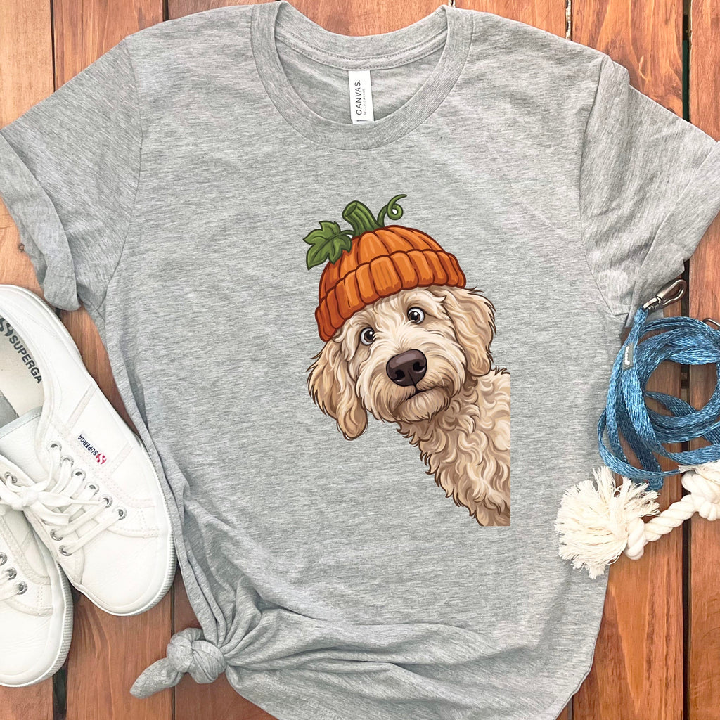 Lil Pumpkin Cream Goldendoodle T-Shirt in Athletic Heather / S by Puppy Jo