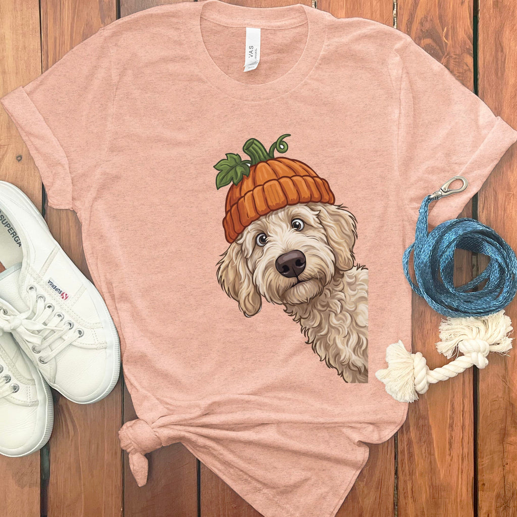 Lil Pumpkin Cream Goldendoodle T-Shirt in Heather Peach / S by Puppy Jo